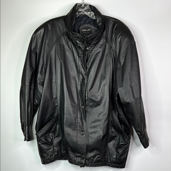 Vintage Pelle New York Milano Black Leather Jacket Size Medium Korea - Picture 1 of 11